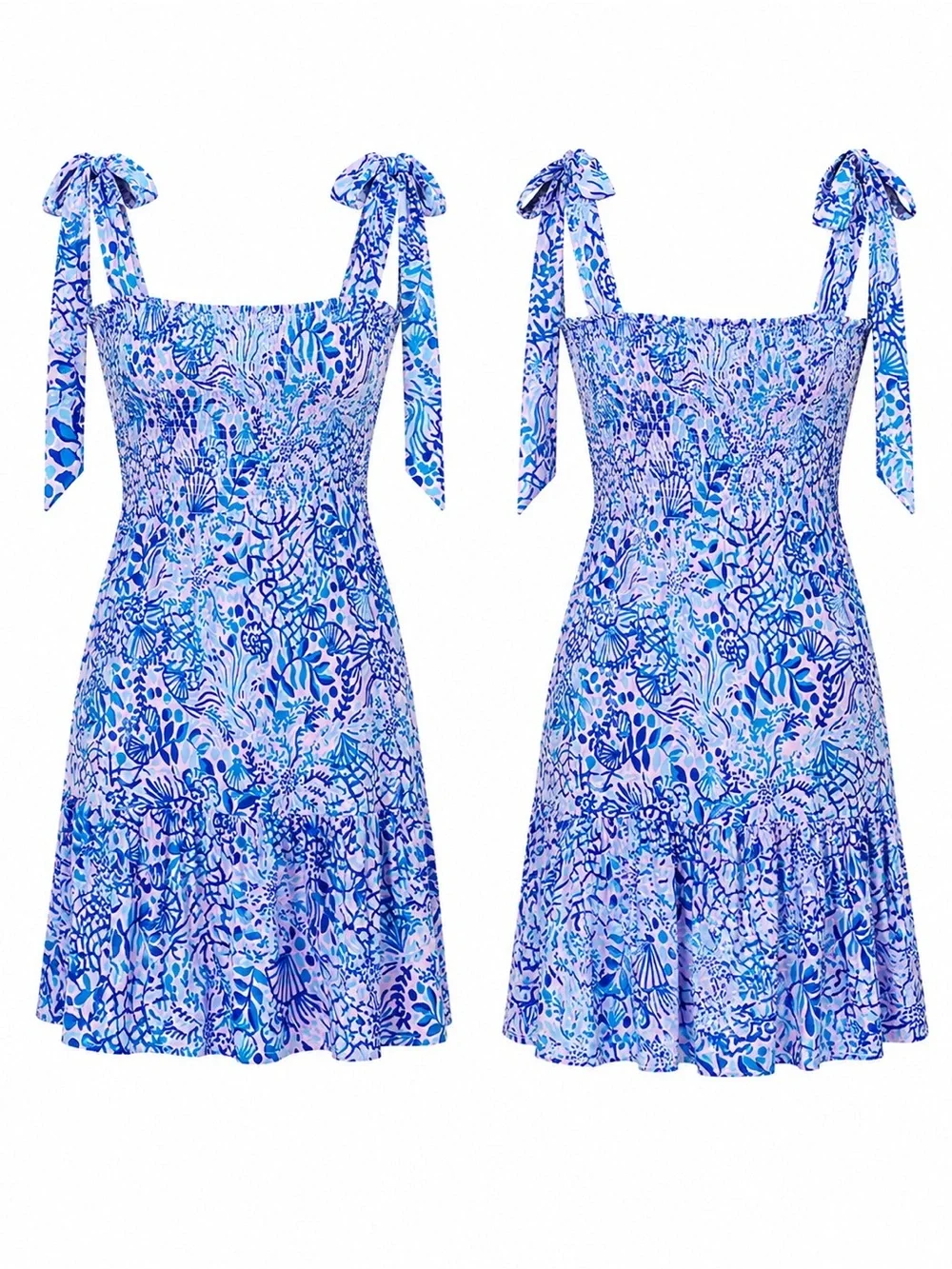 Lilly Pulitzer Kailua Smocked Dress High Tides Good Vibes Bow Strap Size Medium - Picture 4 of 14